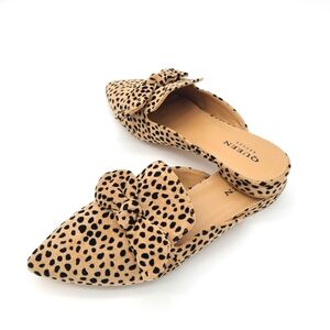 Cheetah Print Slip On Shoes With Bow Size 9 Queen George Madeline Mules